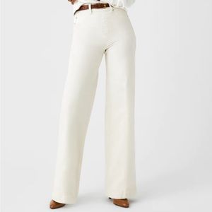 Spanx Seamed Front Wide Leg Jeans, Ecru (off white)